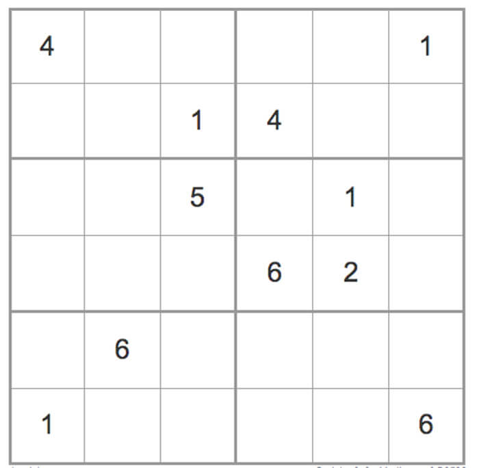 Printable Medium Sudoku 6×6 – Sheet 8