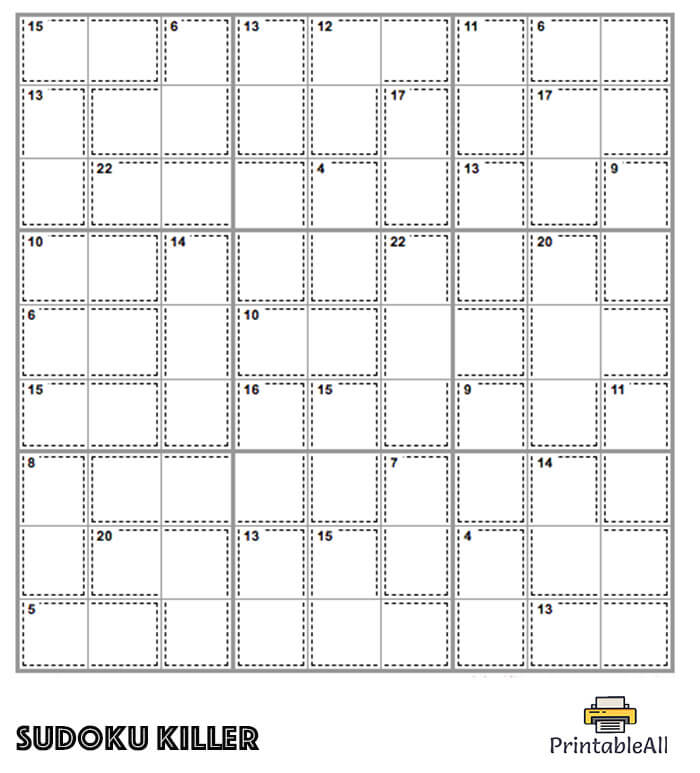 Printable Medium Sudoku Killer – Sheet 2