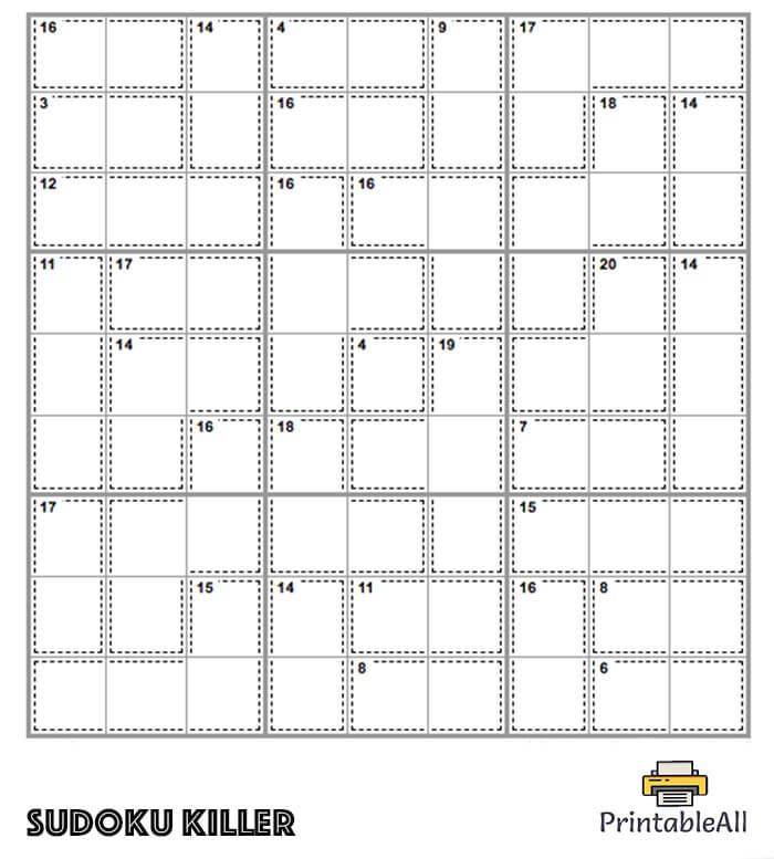 Printable Medium Sudoku Killer - Sheet 3