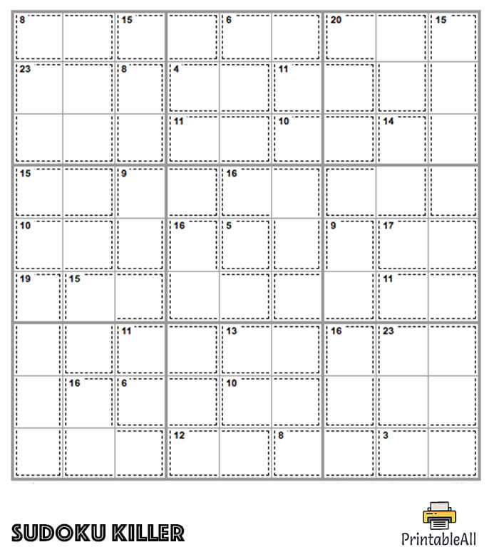 Printable Medium Sudoku Killer – Sheet 5