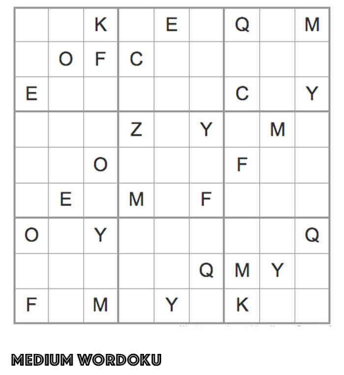 Printable Medium Wordoku – Sheet 1