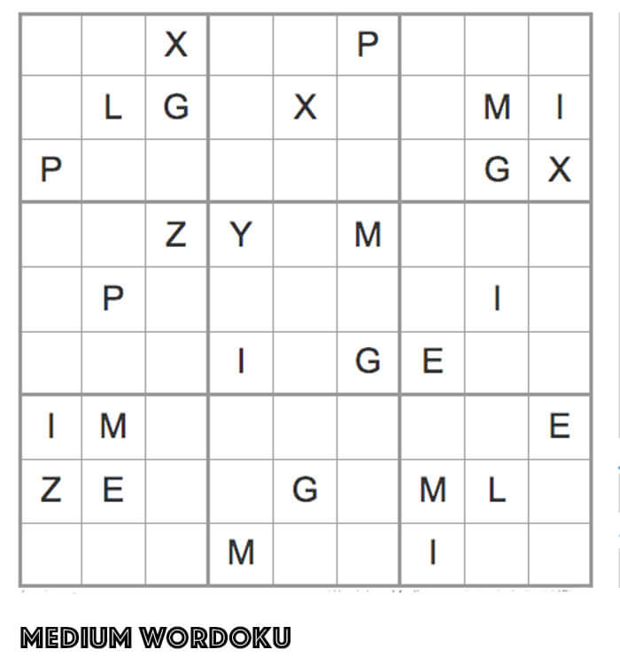 Printable Medium Wordoku – Sheet 7