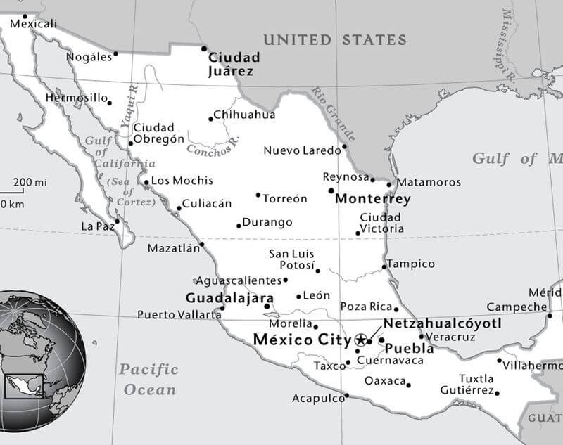 Printable Mexico Map Black And White