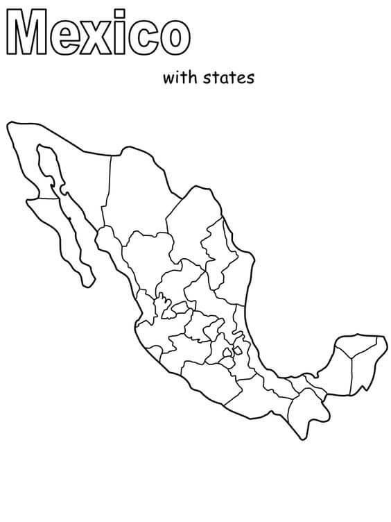 Printable Mexico Map Coloring With States