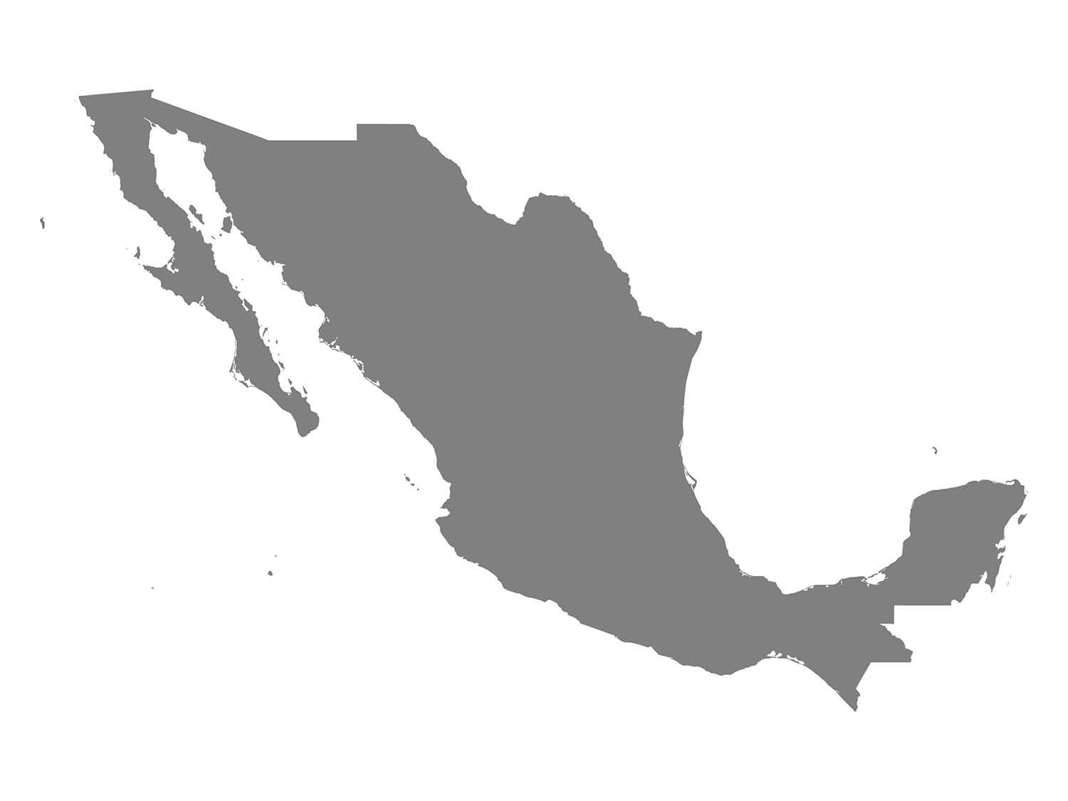 Printable Mexico Map Grey