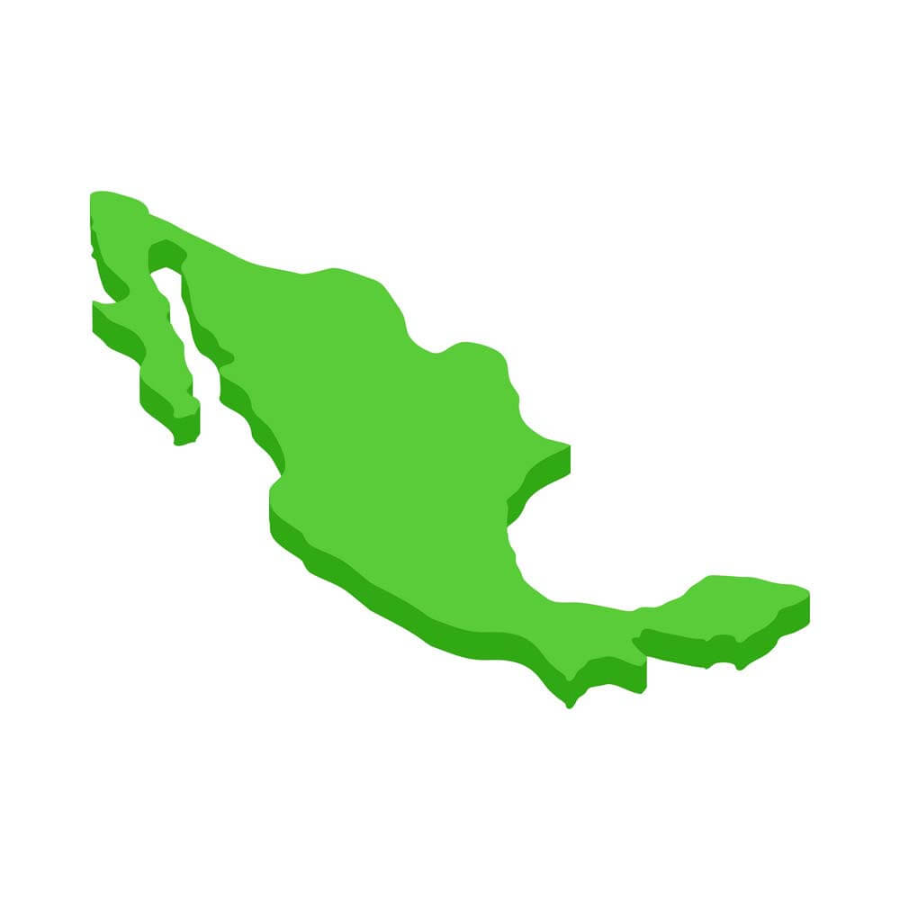 Printable Mexico Map Icon Isometric 3D Style Vector