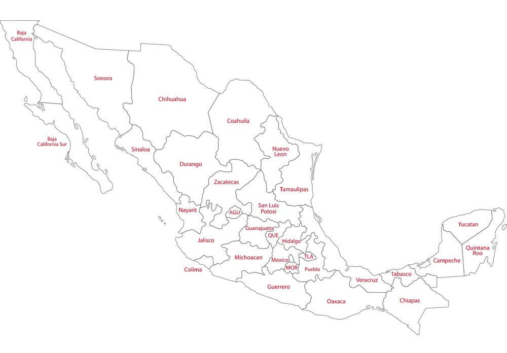 Printable Mexico Map Outline Vector
