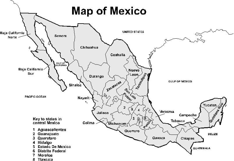 Printable Mexico Map Research Guidance