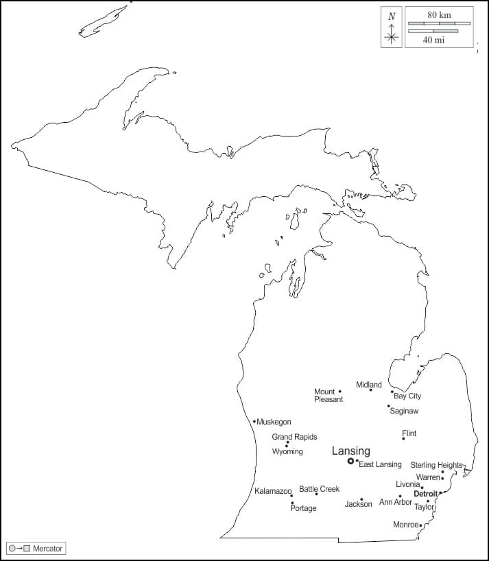 Printable Michigan Map And Cities