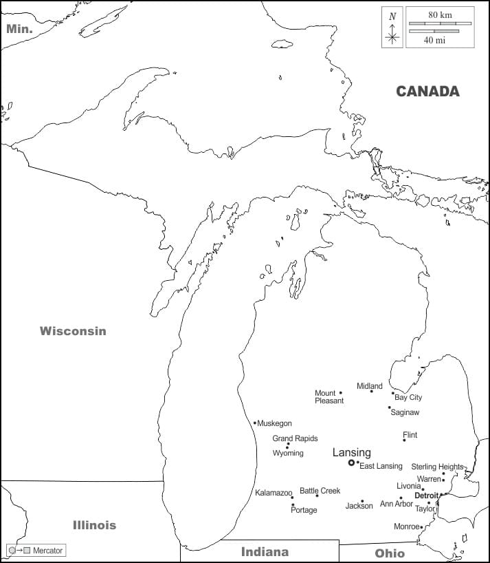 Printable Michigan Map And Surrounding States