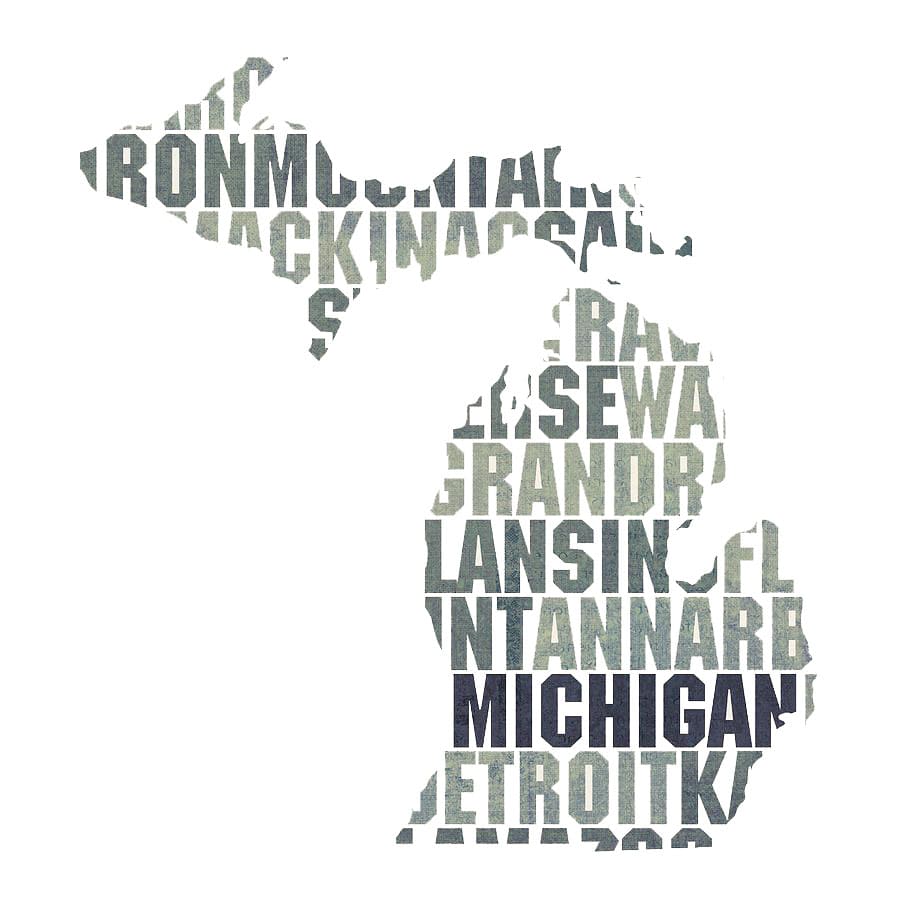 Printable Michigan Map Art