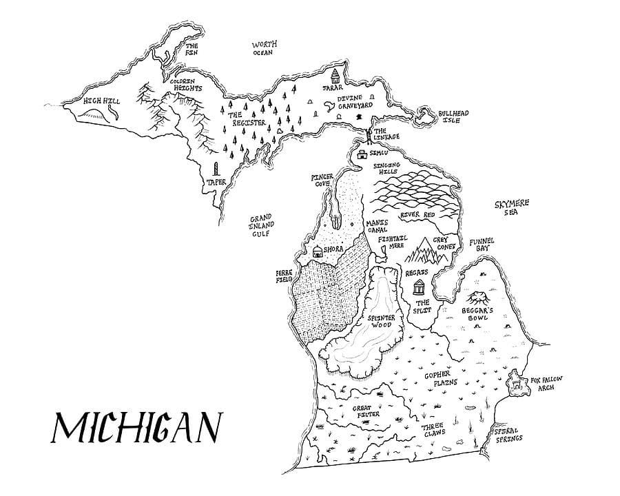 Printable Michigan Map Clipart