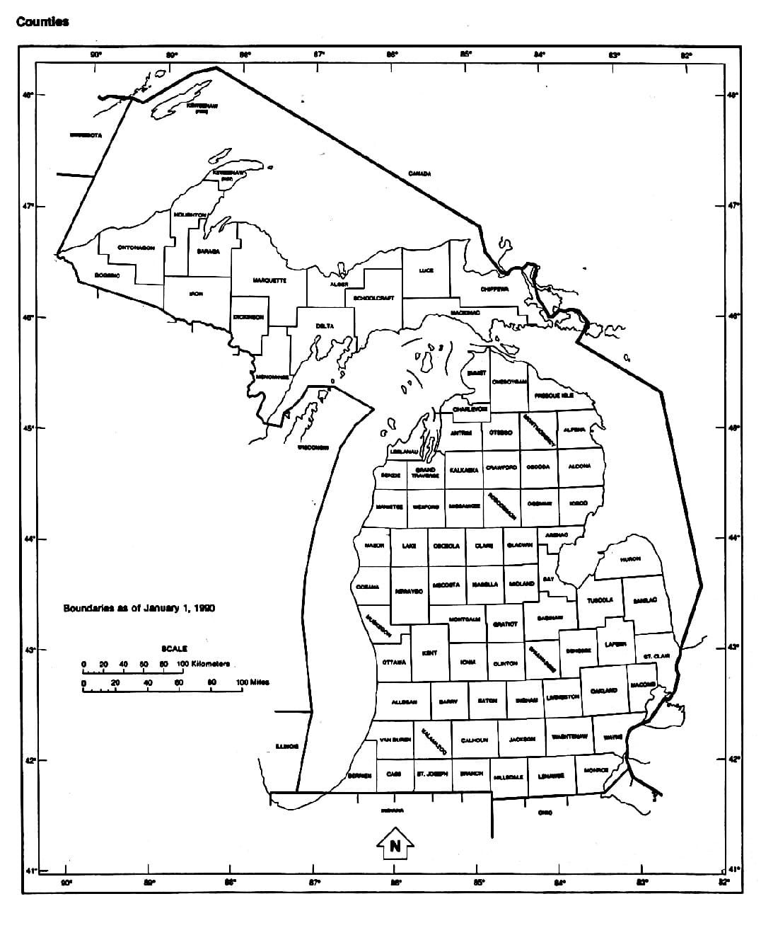 Printable Michigan Map Counties