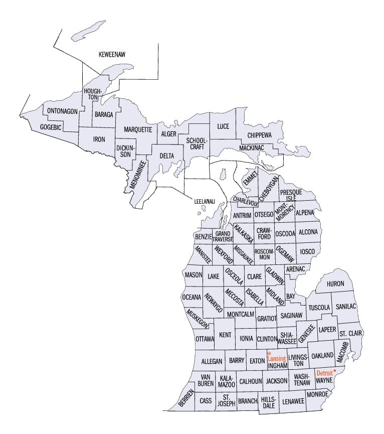 Printable Michigan Map Detailed