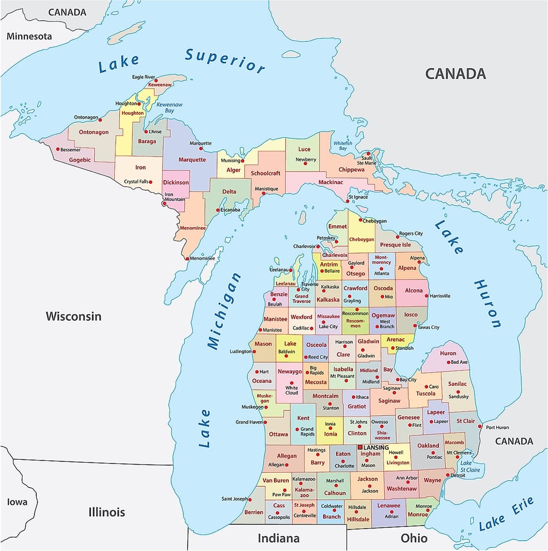 Printable Michigan Map In USA