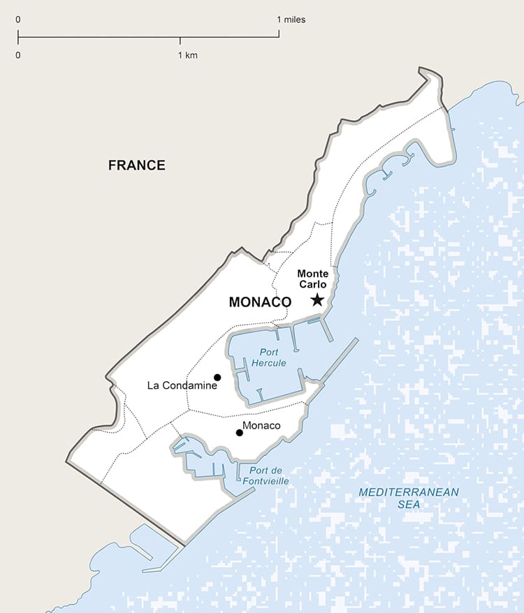 Printable Monaco France Map