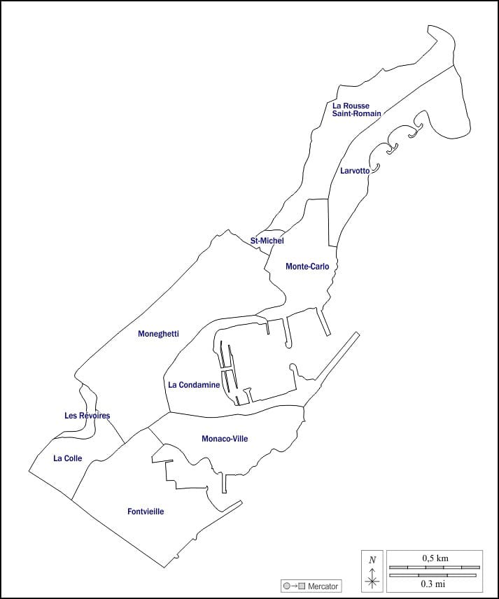 Printable Monaco Map Outline