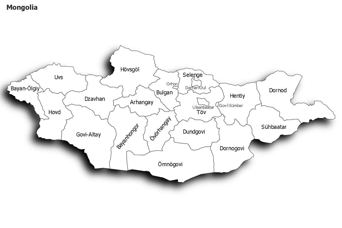 Printable Mongolia Map With Cities