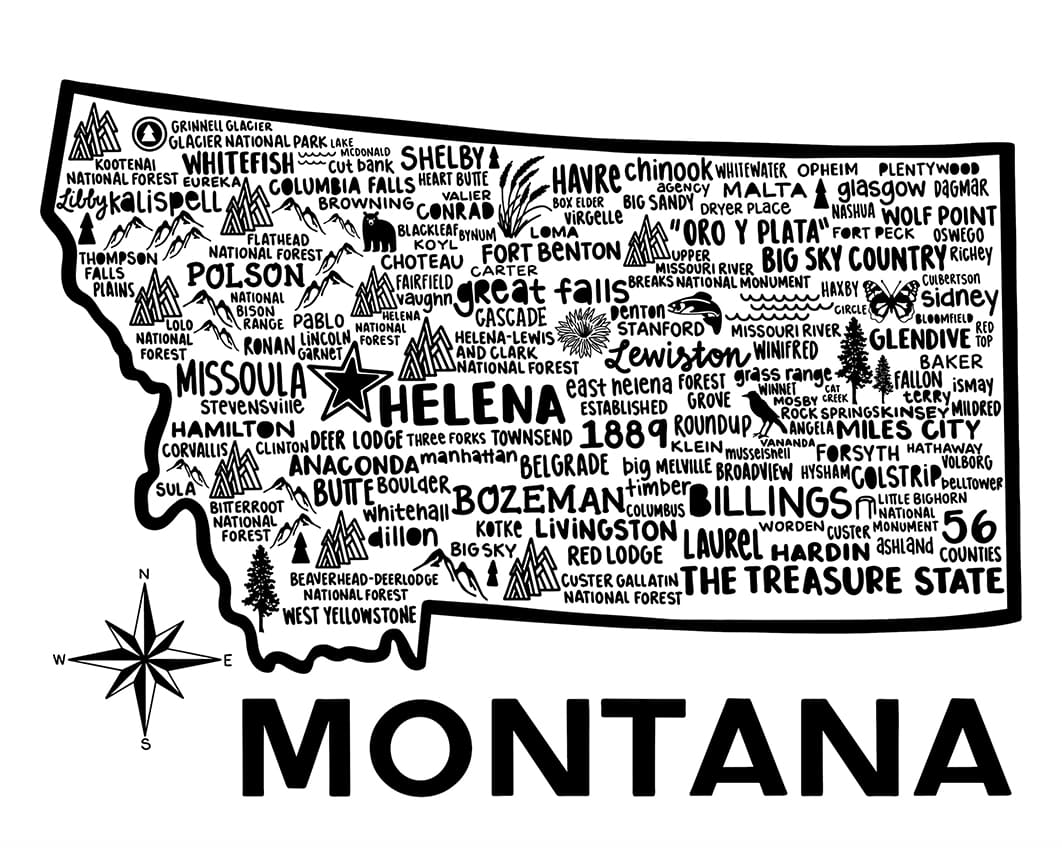 Printable Montana Map Art