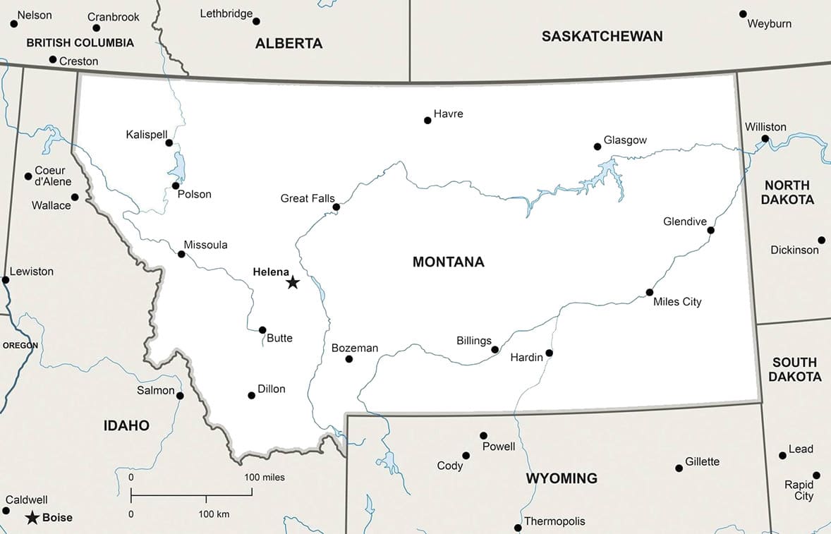 Printable Montana Map Major Cities