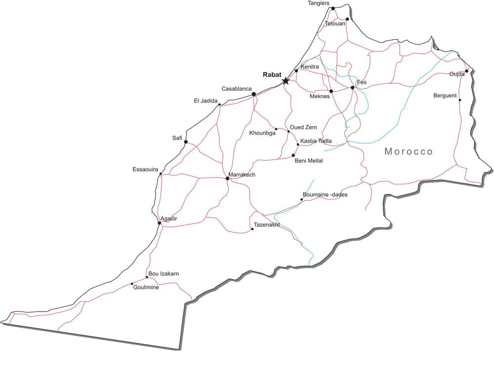 Printable Morocco Cities Map
