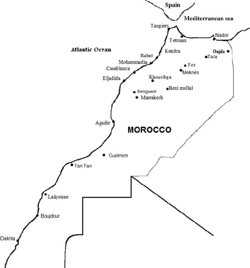 Printable Morocco Map Cities