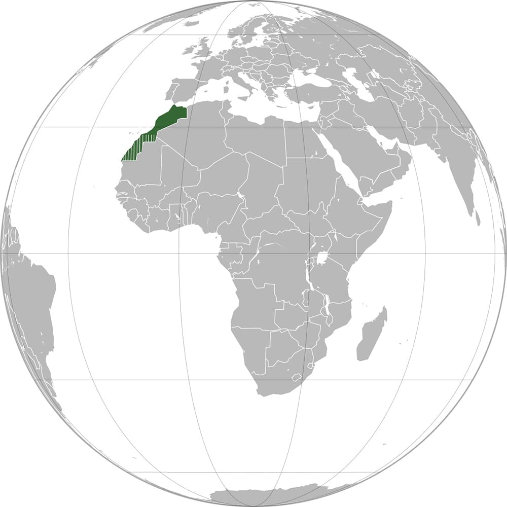 Printable Morocco On World Map
