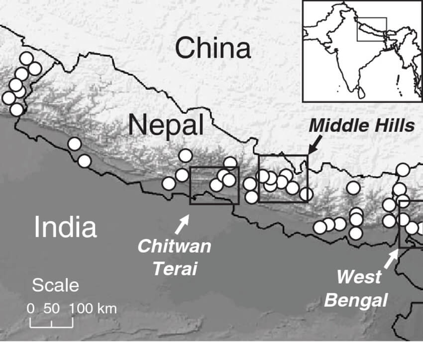 Printable Mountains Of Nepal Map