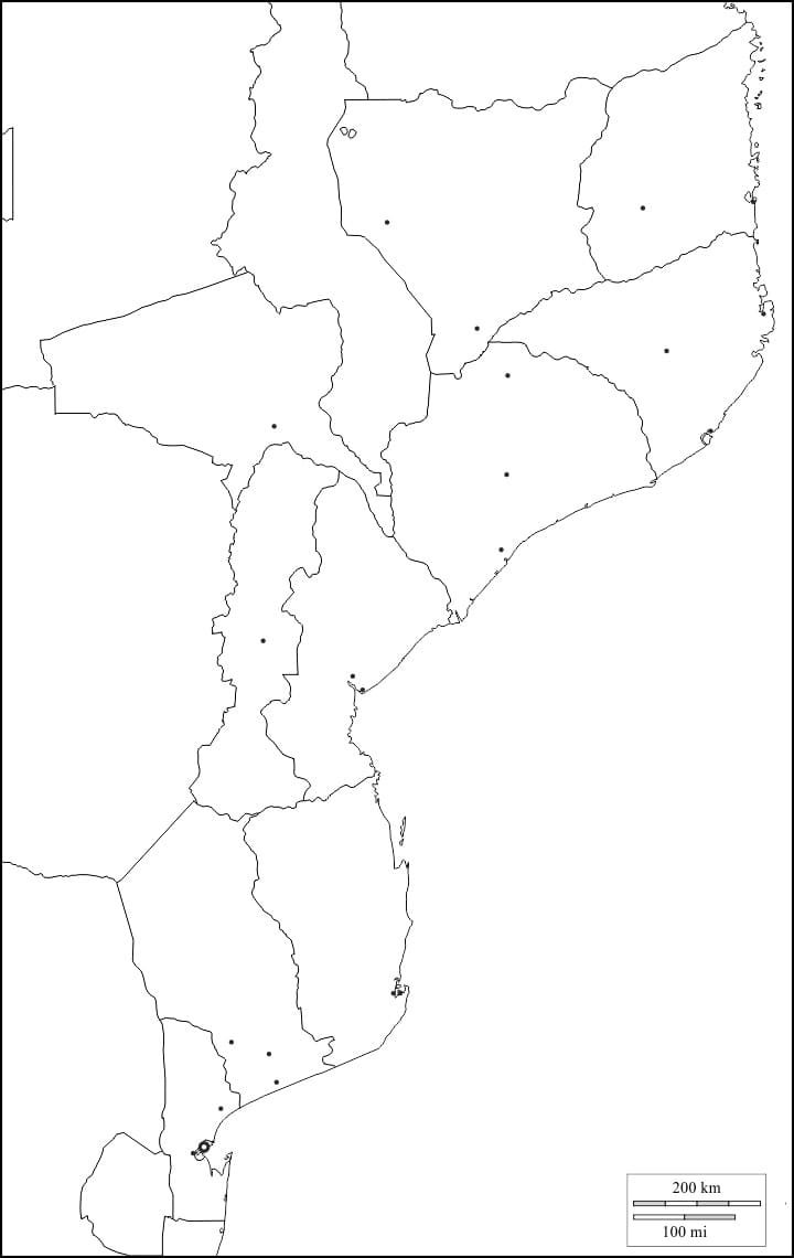 Printable Mozambique Map Outline