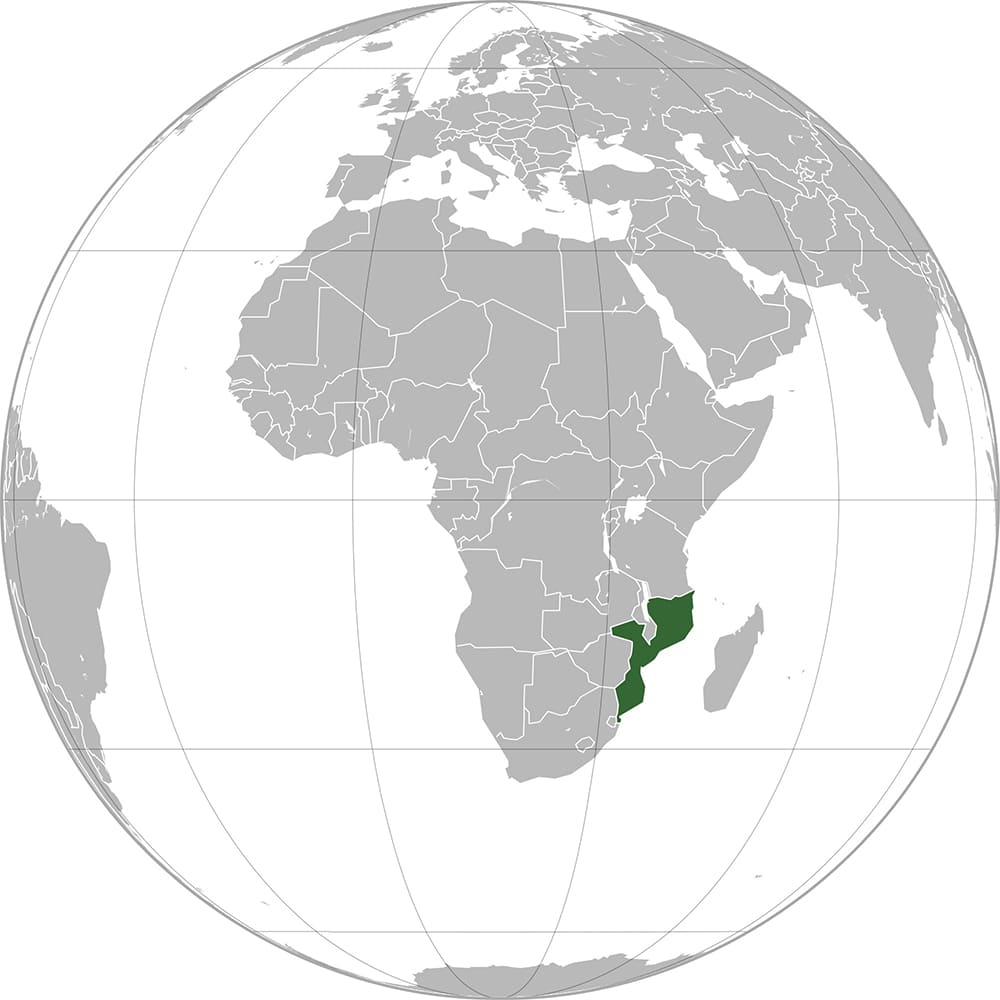 Printable Mozambique On World Map