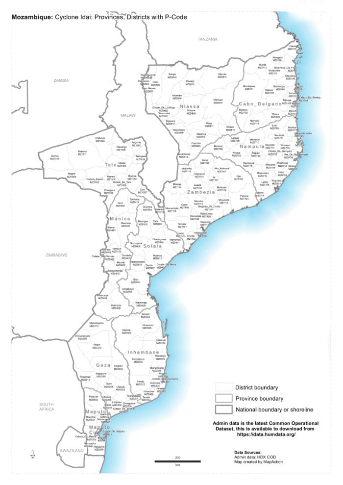 Printable Mozambique Province Map