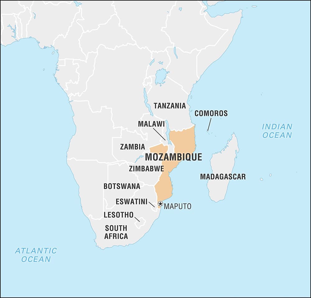 Printable Mozambique World Map