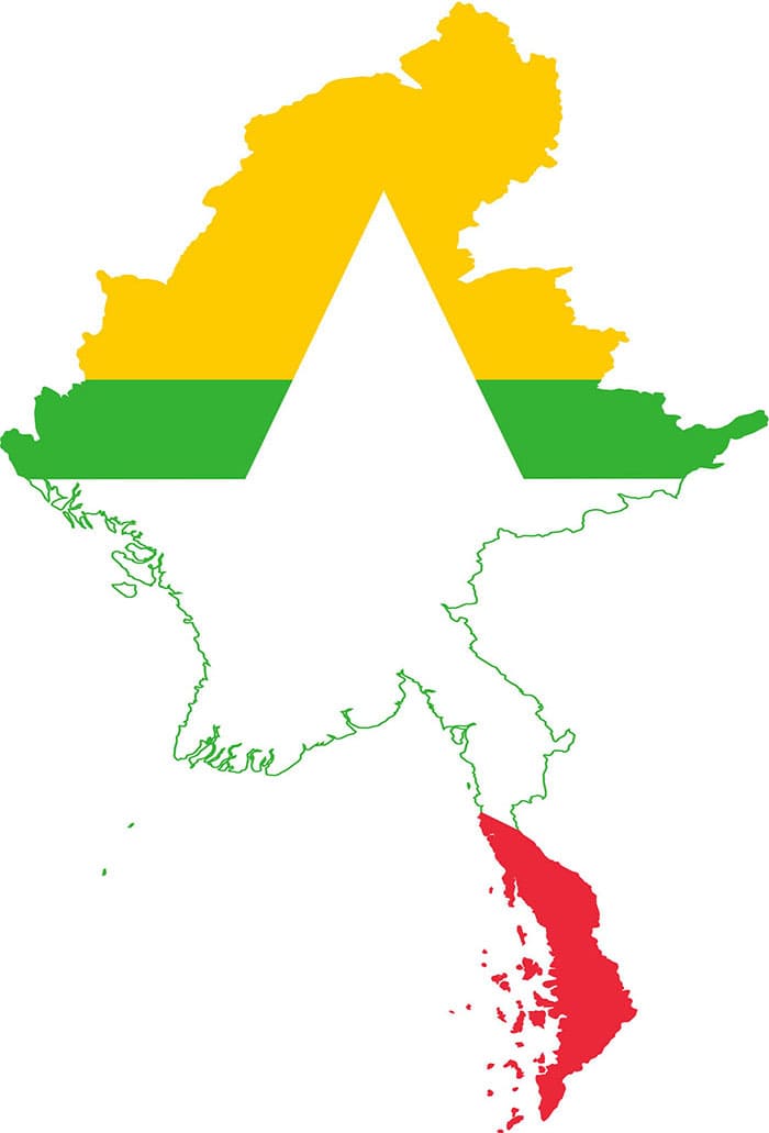 Printable Myanmar Flag Map