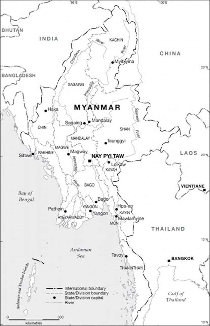 Printable Myanmar On Asia Map