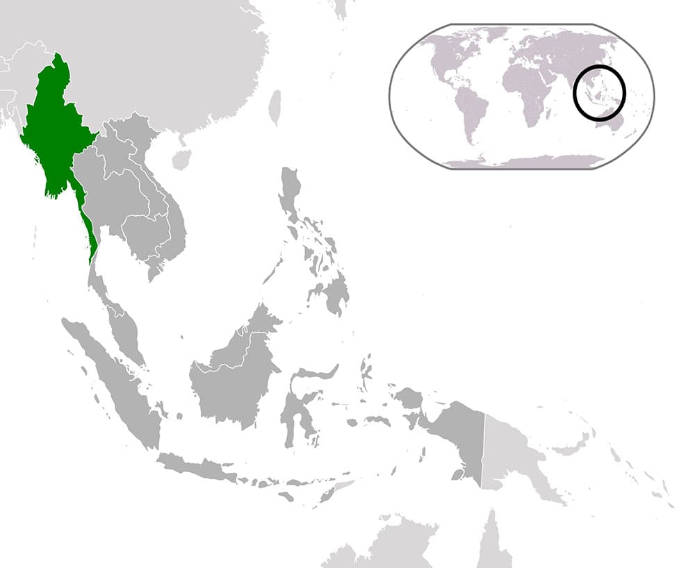 Printable Myanmar World Map