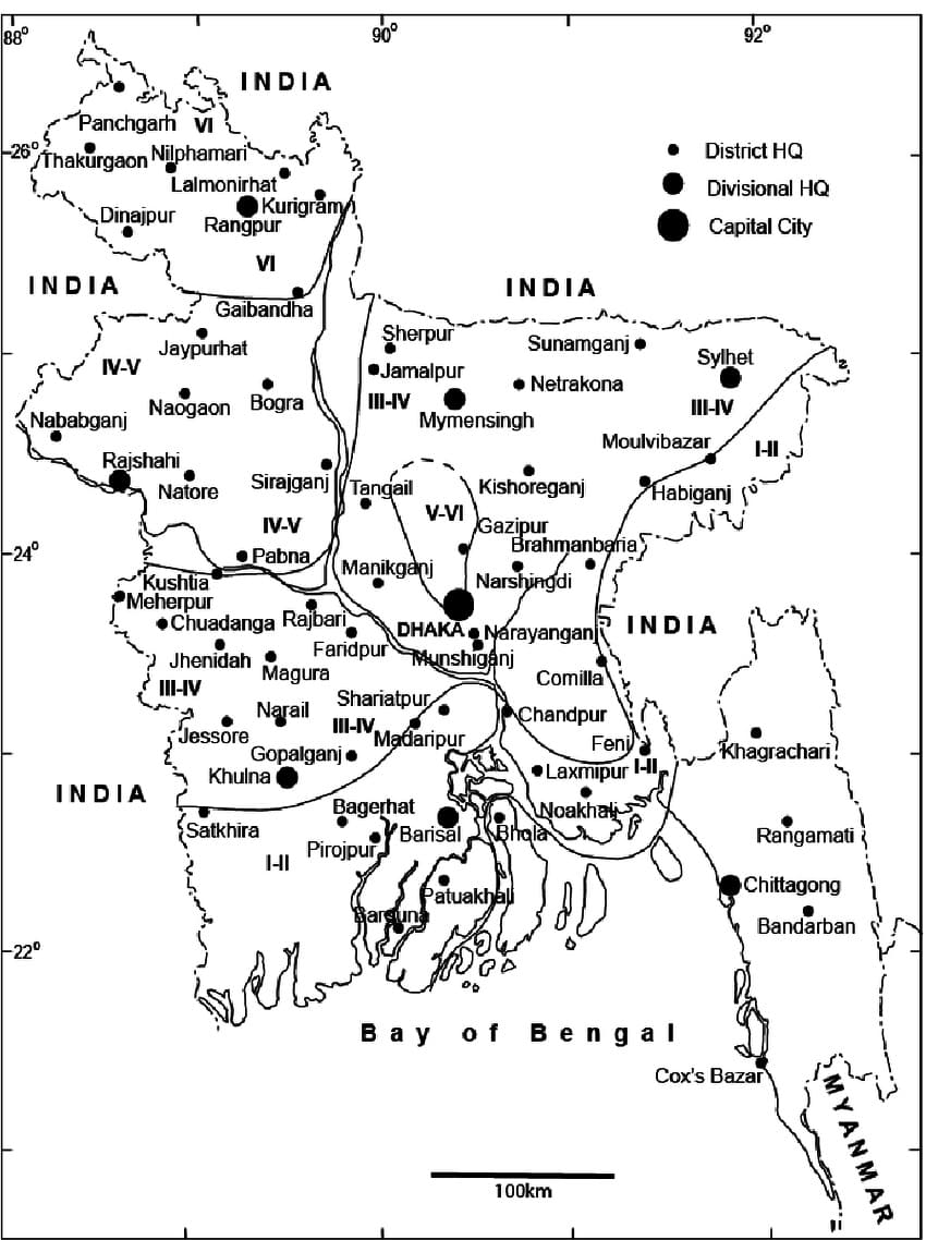 Printable Nepal Bangladesh Map