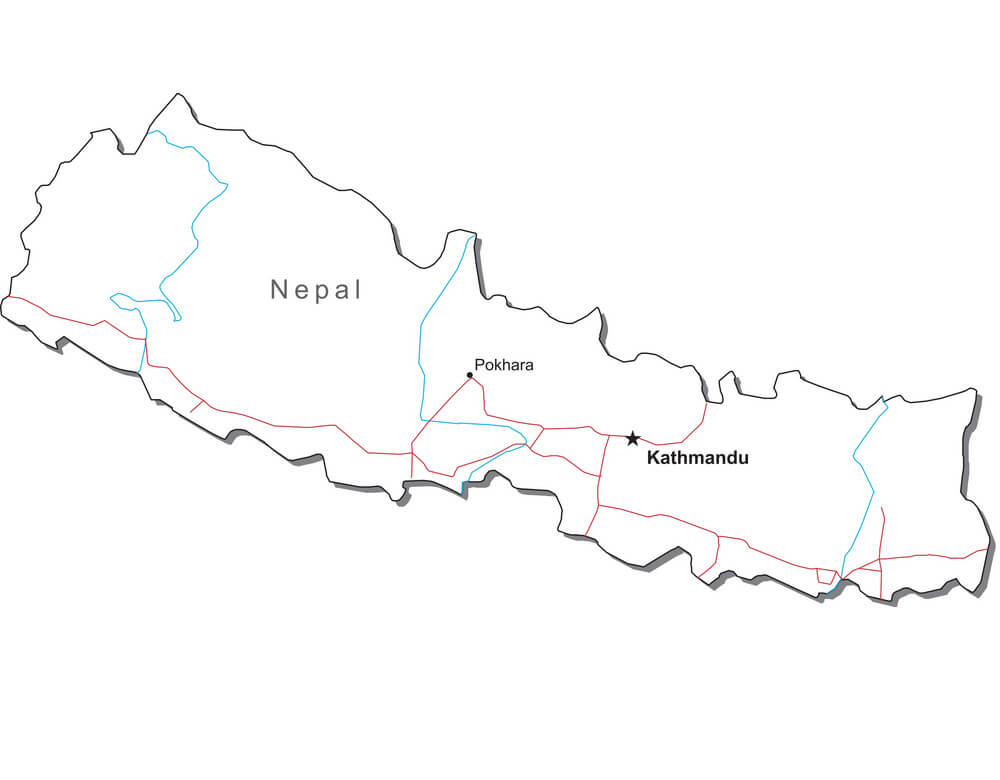 Printable Nepal Country Map
