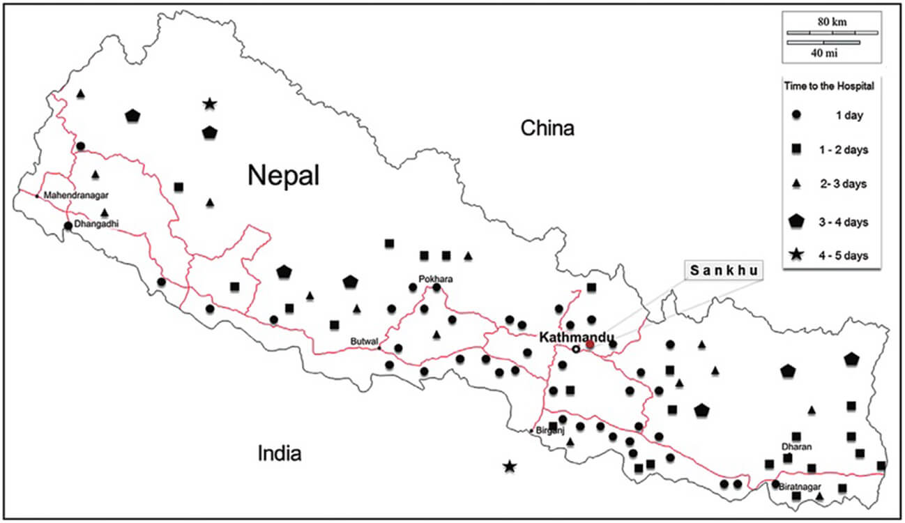 Printable Nepal Map Road
