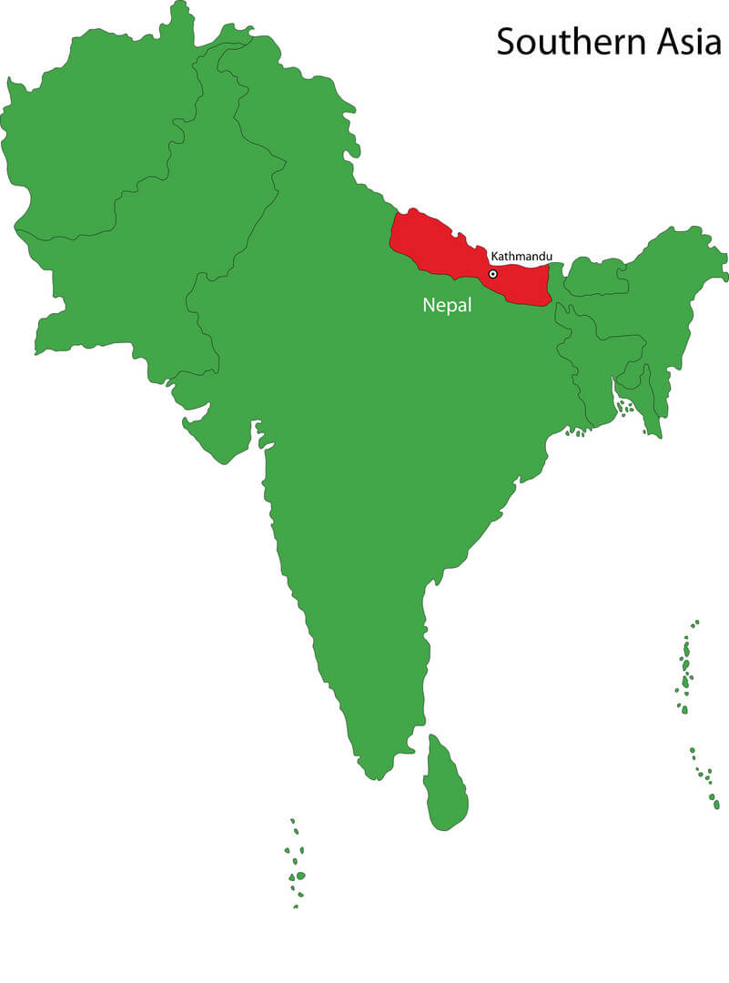 Printable Nepal On Asia Map