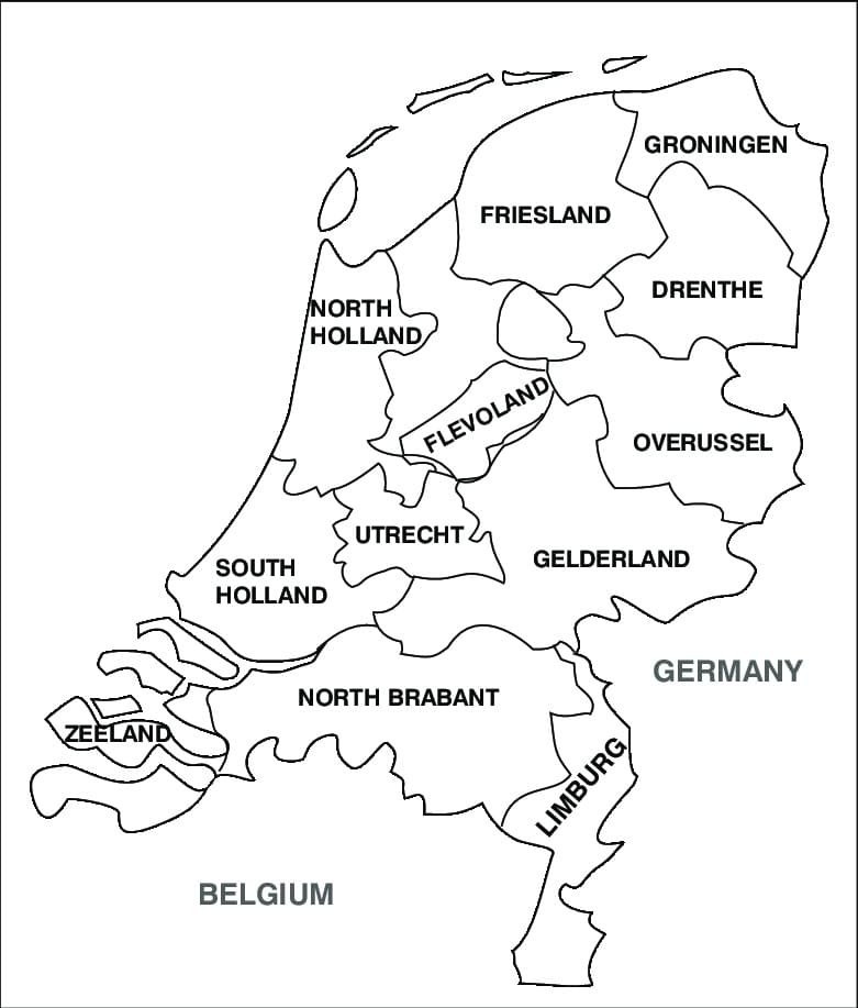Printable Netherlands Map Provinces