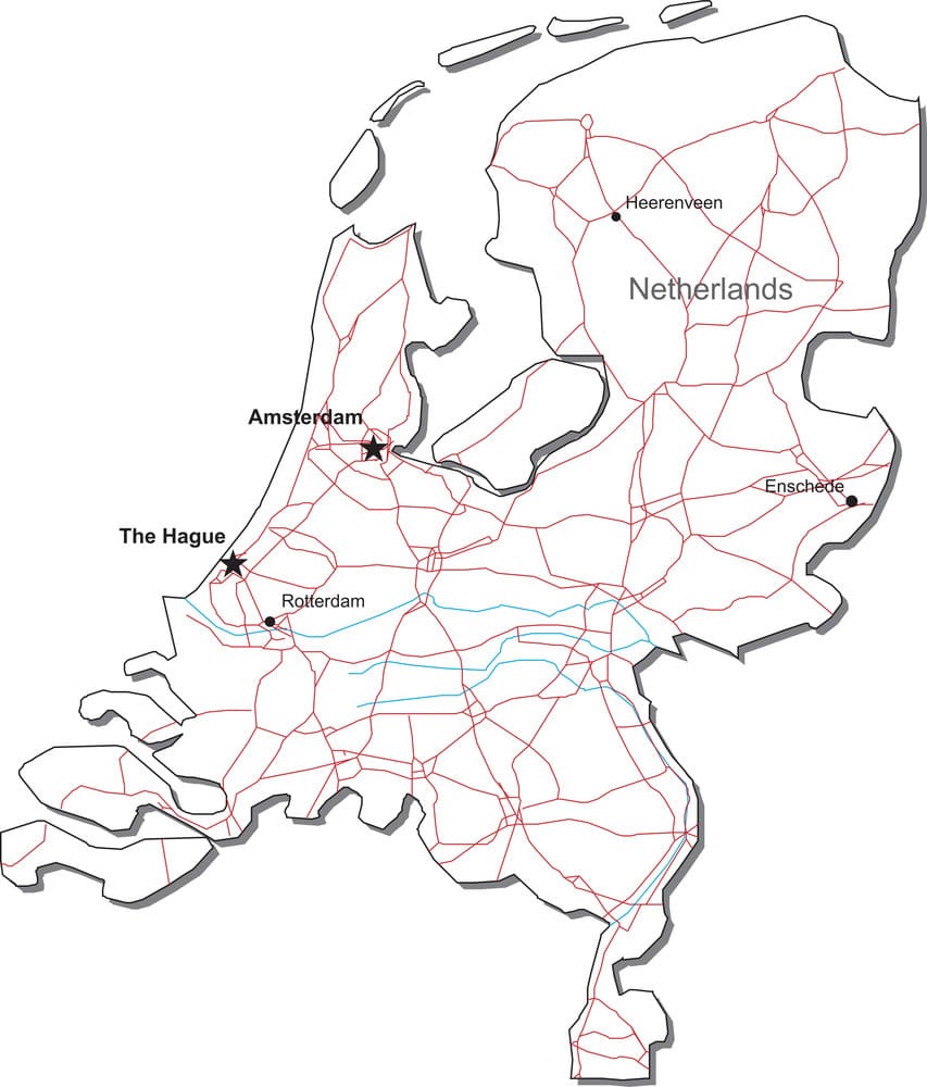 Printable Netherlands Political Map