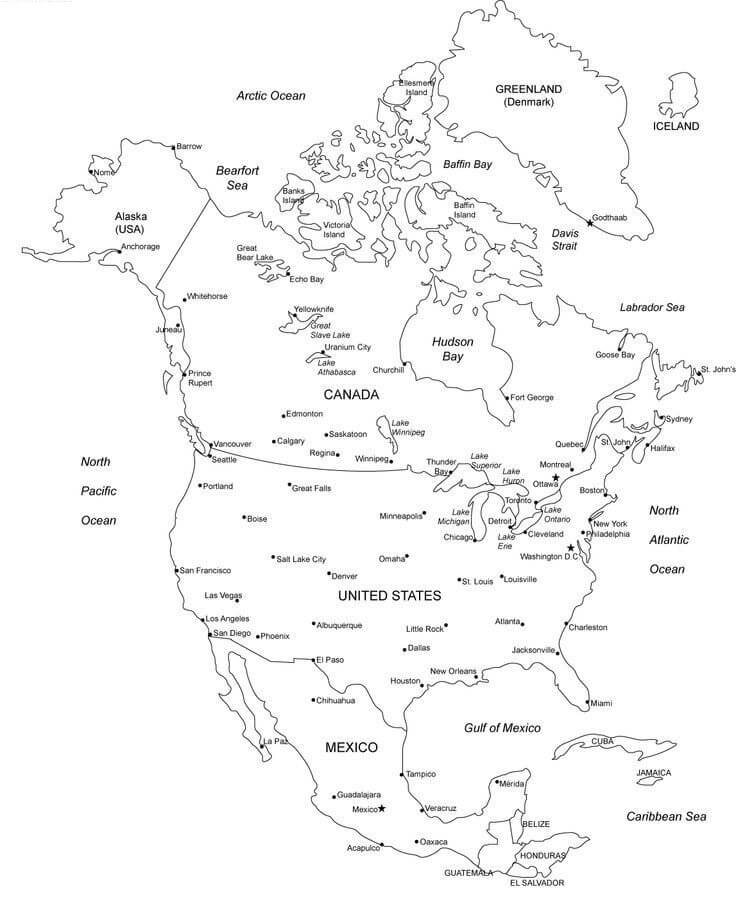 Printable North America Map 4