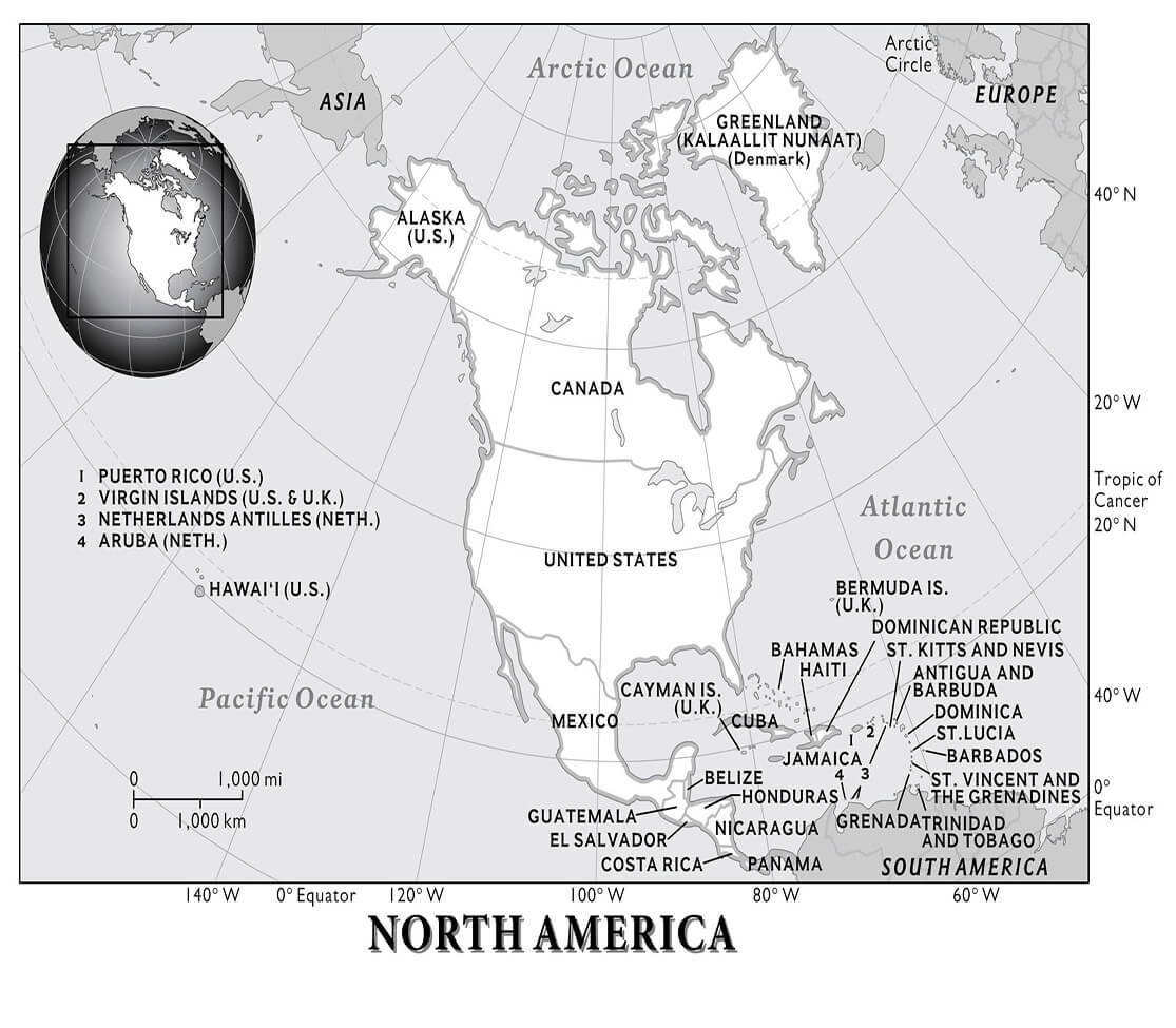 Printable North America Map Blank 2