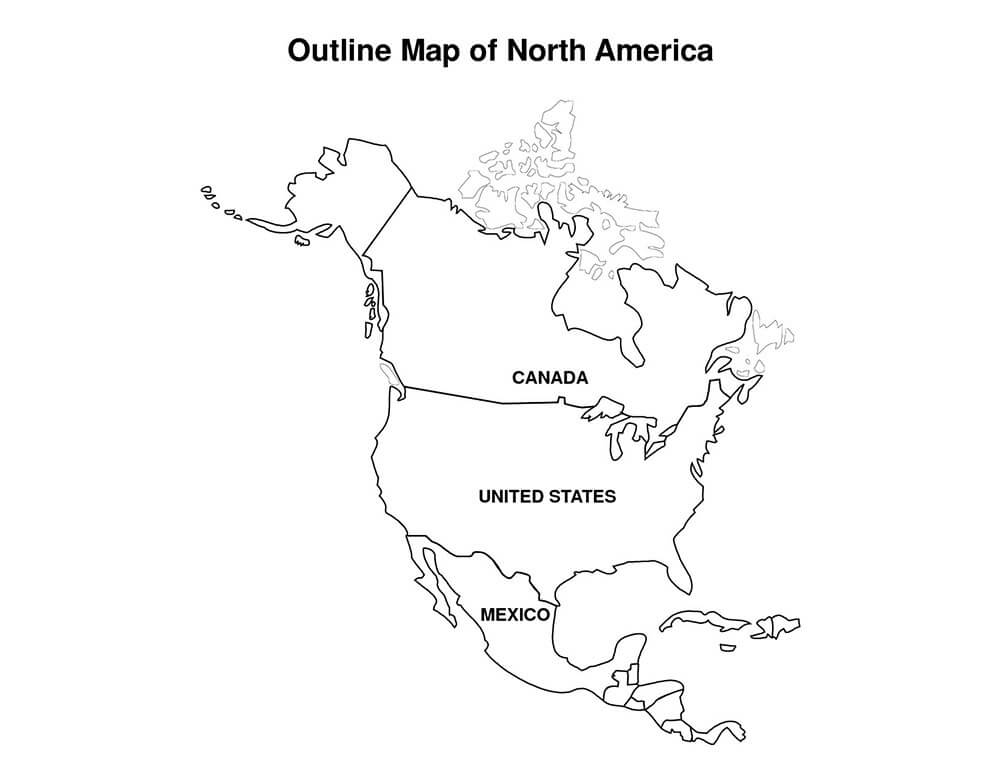 Printable North America Map Outline 1