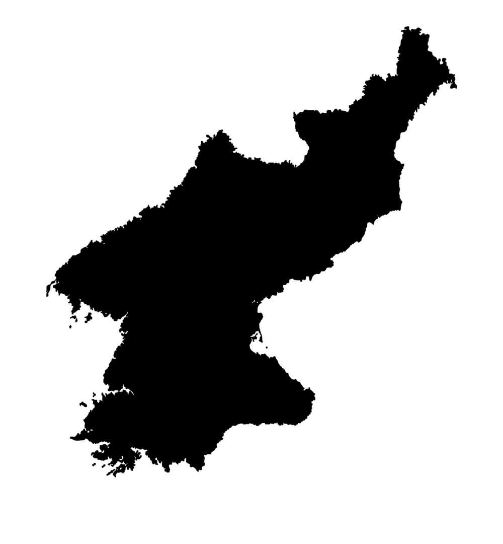 Printable North Korea Map Black Outline