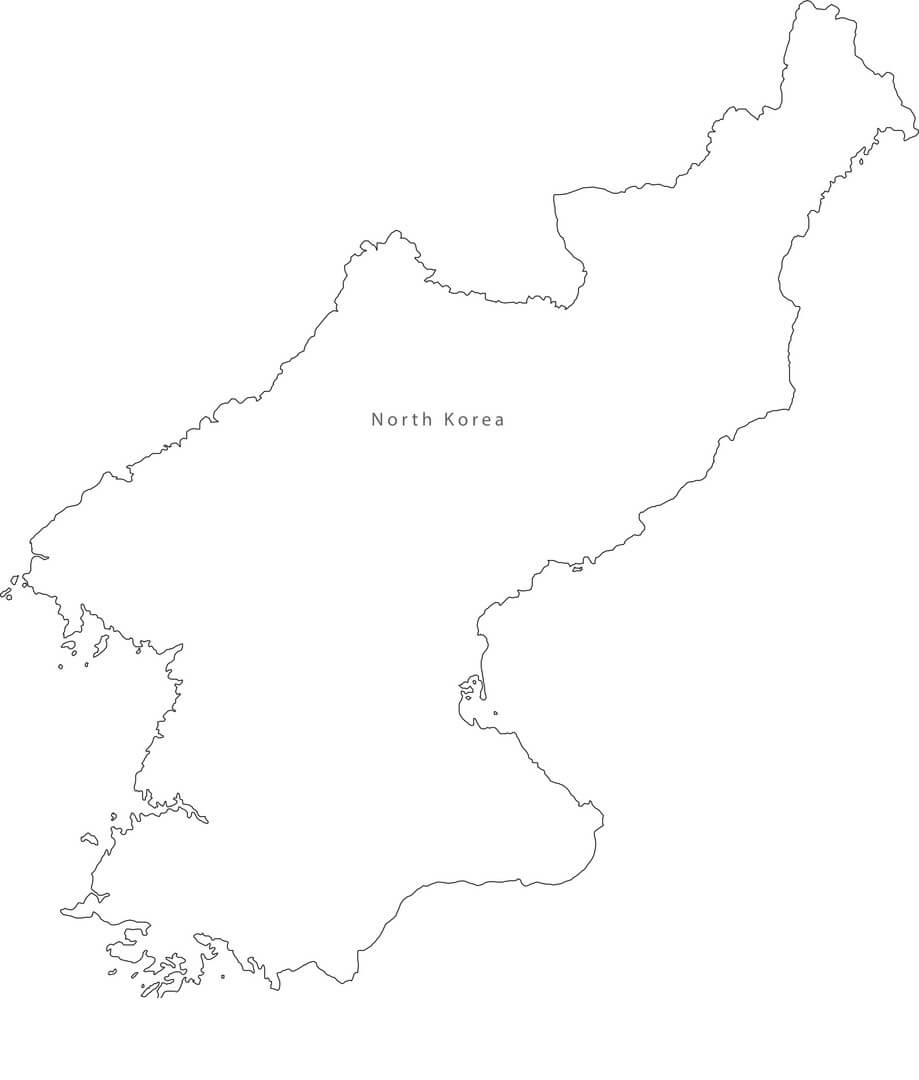 Printable North Korea Map Black White Outline