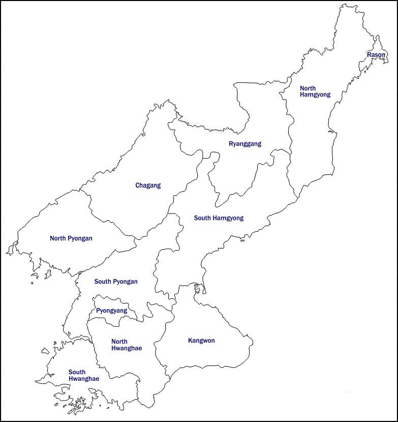 Printable North Korea Map Blank Outline