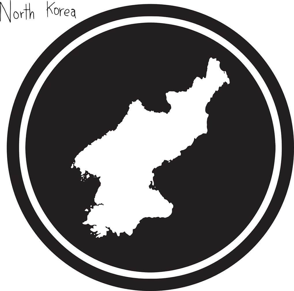 Printable North Korea Map On Black Circle
