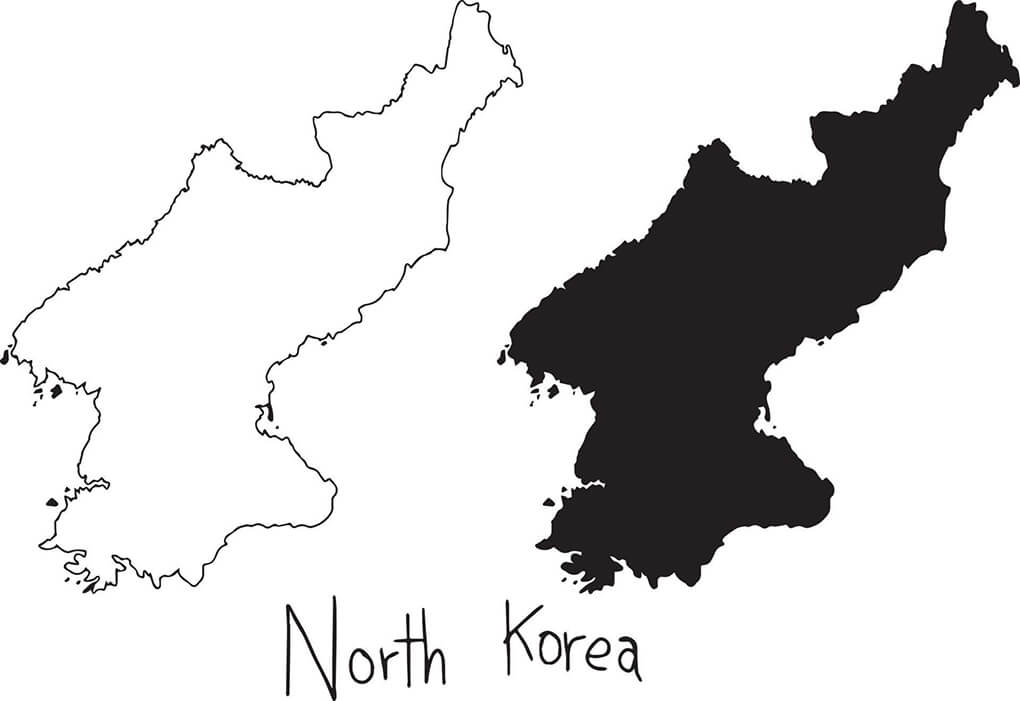 Printable North Korea Map Outline And Silhouette
