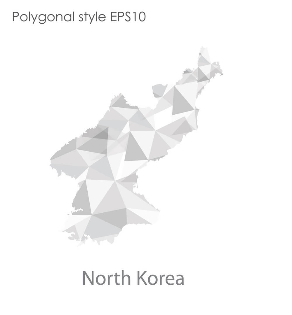 Printable North Korea Map Polygonal